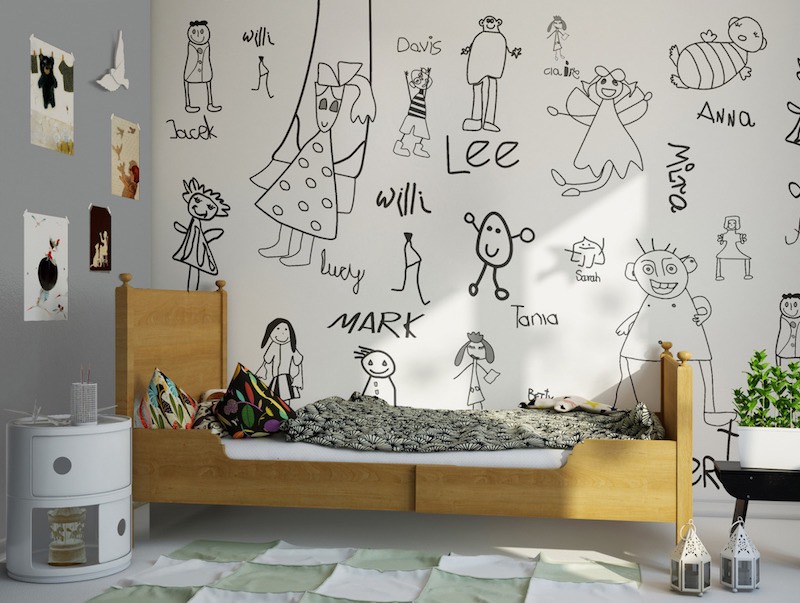tapeta w formie grafitti do pokoju dziewczynki