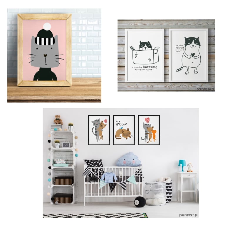 plakaty z kotami do pokoju dziecka