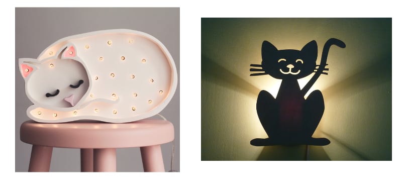 lampki ozdobne z kotami do pokoju dziecięcego