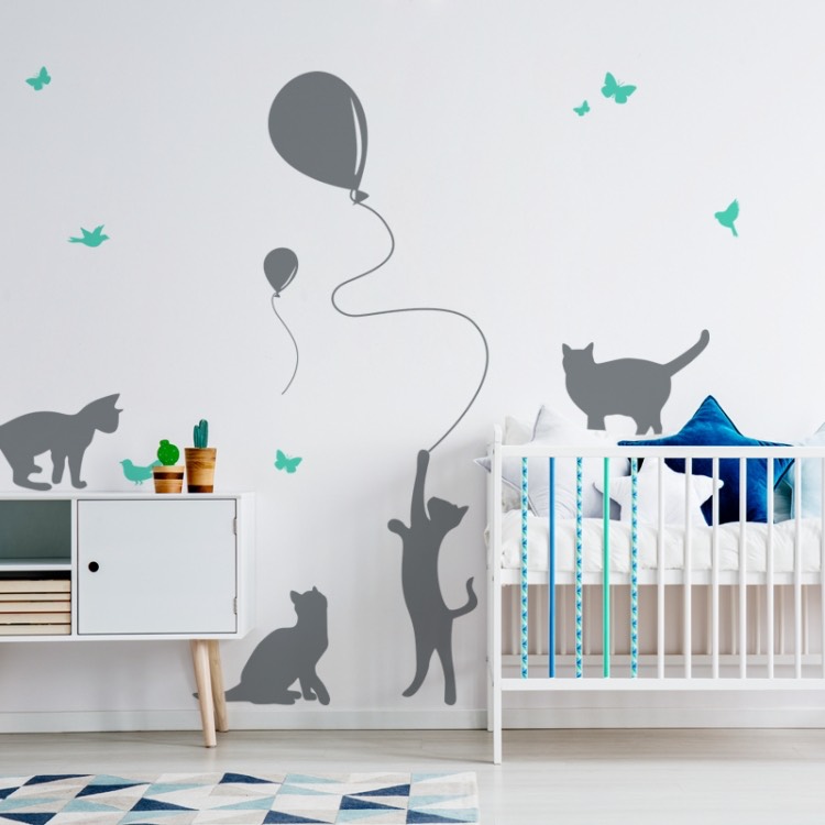 naklejki na ścianę z kotami do pokoju dziecka